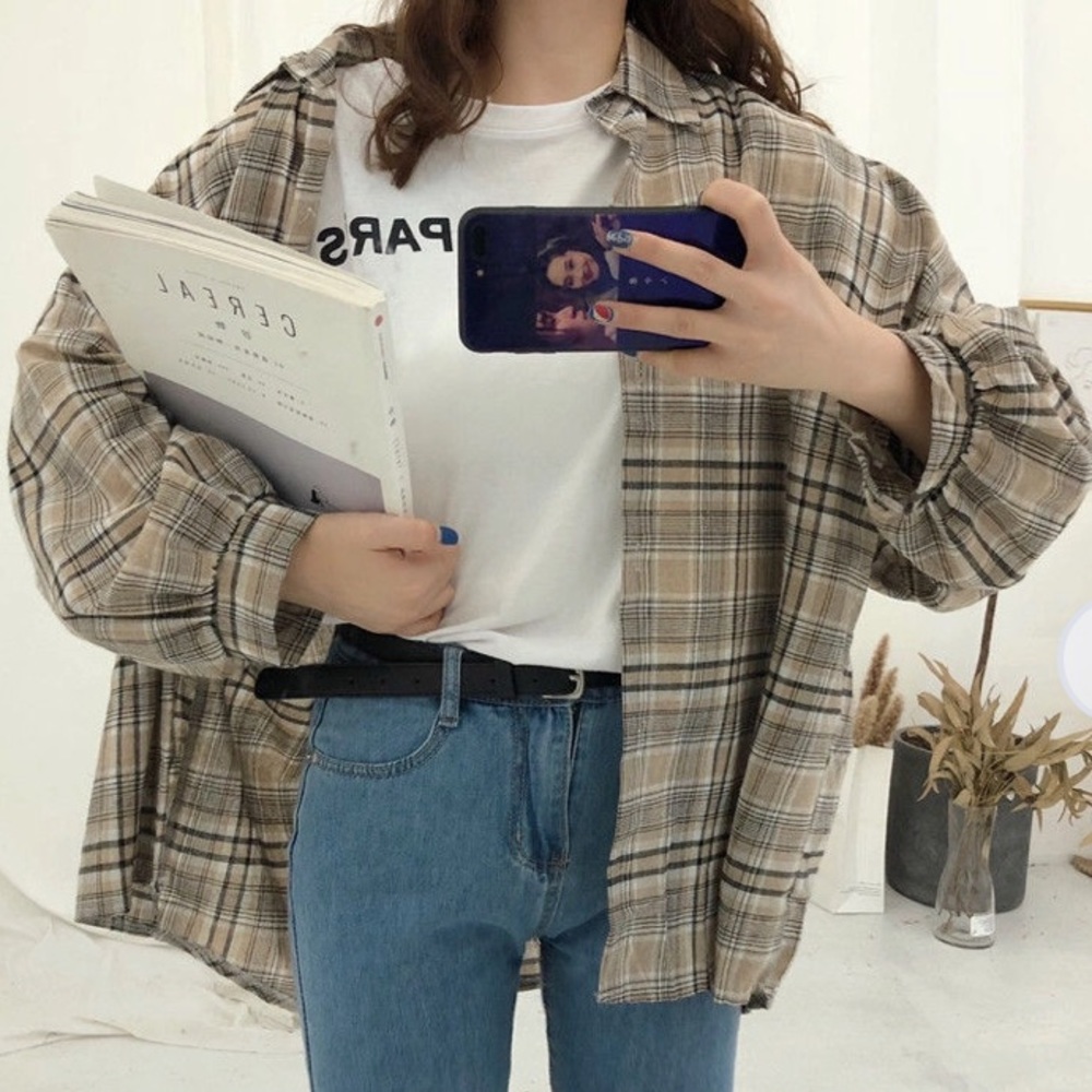 KHAKI/TAN FLANNEL TOP